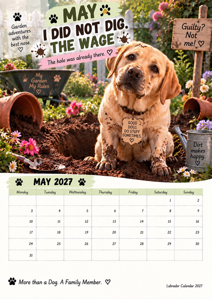 Labrador Calendar 2027 – Funny 12-Month Wall Calendar for Labrador Lovers & Dog Owners