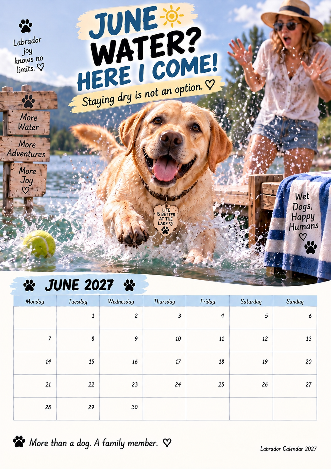 Labrador Calendar 2027 – Funny 12-Month Wall Calendar for Labrador Lovers & Dog Owners