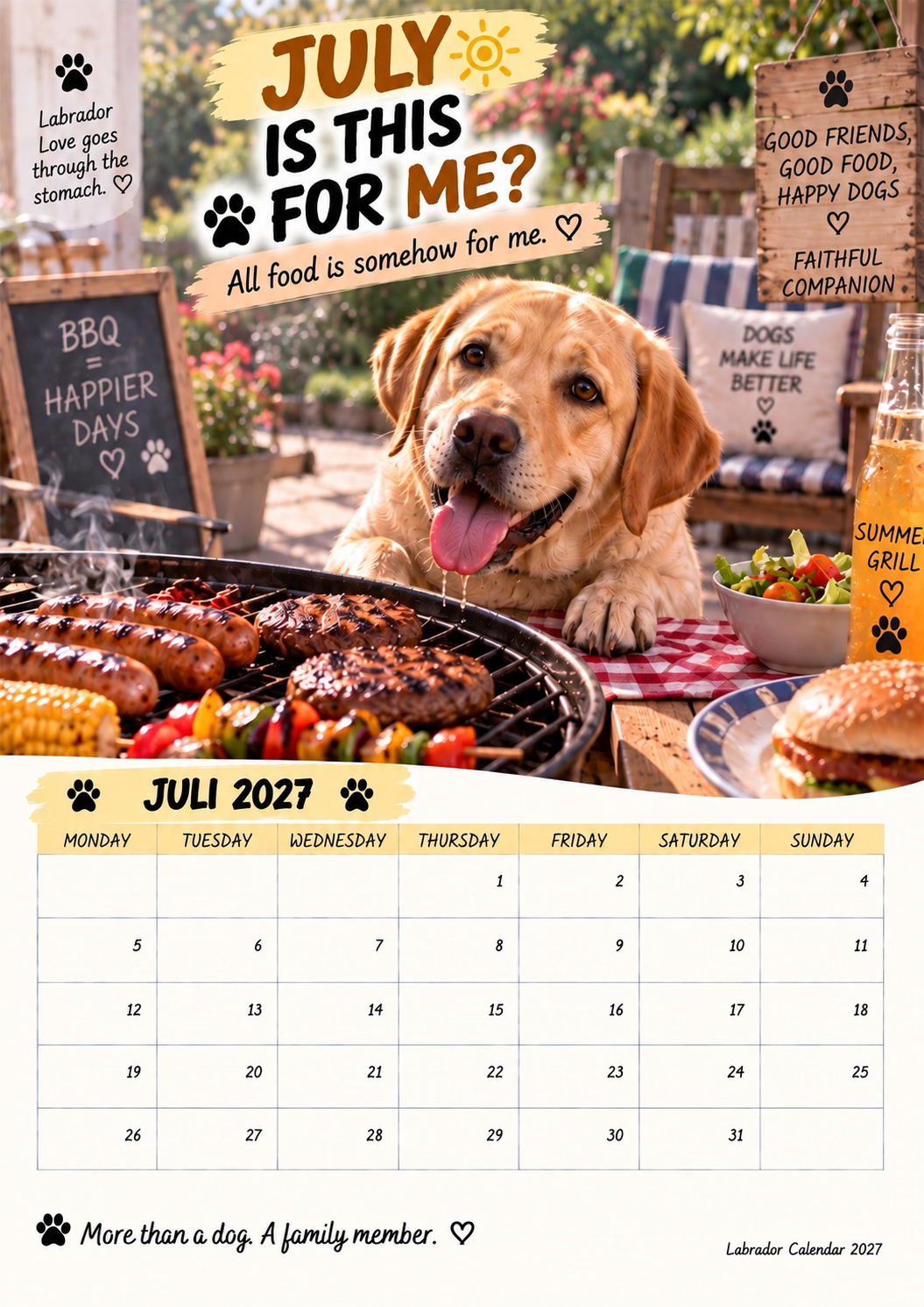 Labrador Calendar 2027 – Funny 12-Month Wall Calendar for Labrador Lovers & Dog Owners