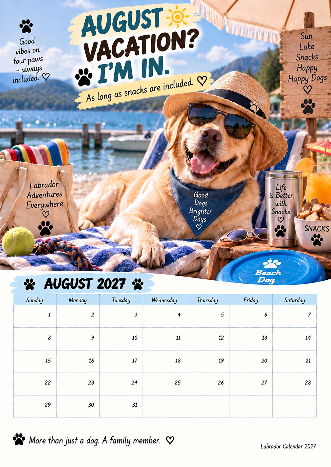 Labrador Calendar 2027 – Funny 12-Month Wall Calendar for Labrador Lovers & Dog Owners