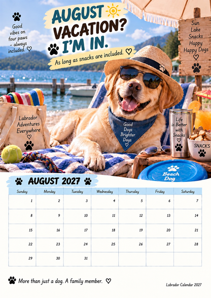 Labrador Calendar 2027 – Funny 12-Month Wall Calendar for Labrador Lovers & Dog Owners