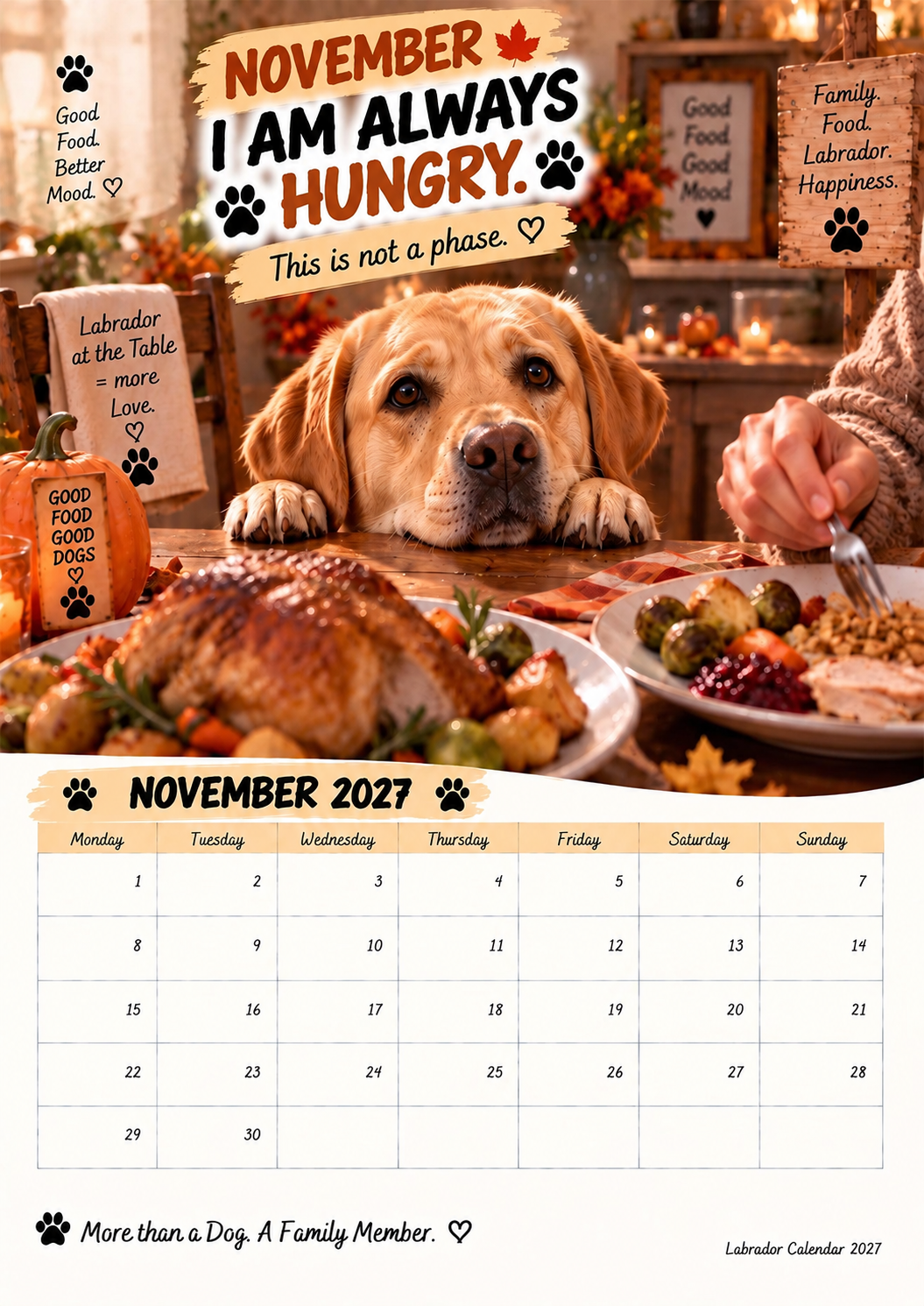 Labrador Calendar 2027 – Funny 12-Month Wall Calendar for Labrador Lovers & Dog Owners