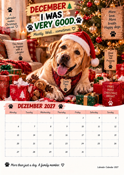 Labrador Calendar 2027 – Funny 12-Month Wall Calendar for Labrador Lovers & Dog Owners