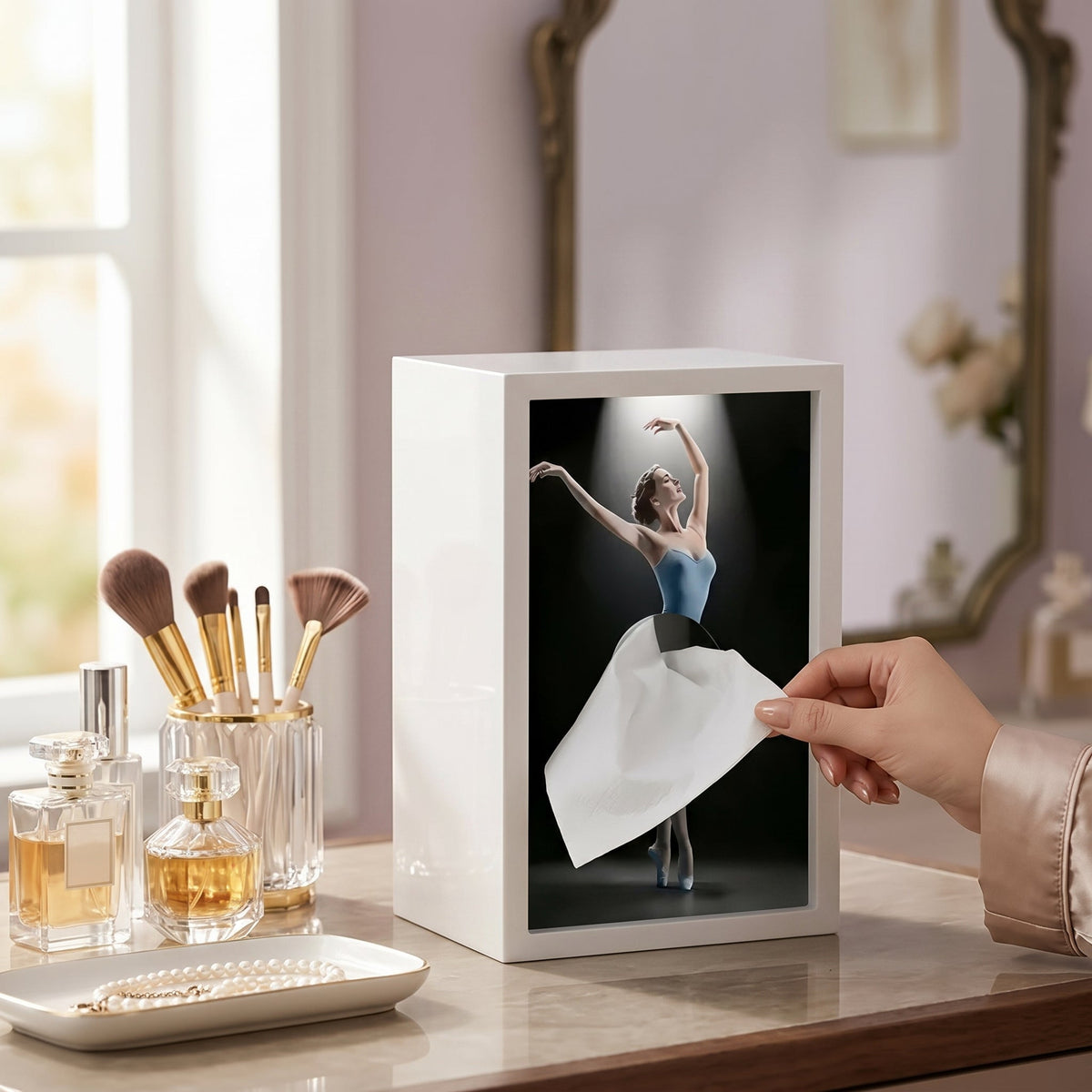 Ballet Dancer Wooden Tissue Box Holder