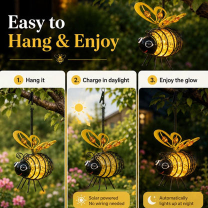 Hanging Solar Bee Light – Warm Amber Glow, Flicker-Free, Perfect for Garden Parties, Camping, or Kids’ Rooms – Spread Joy Day and Night 🌞🌜