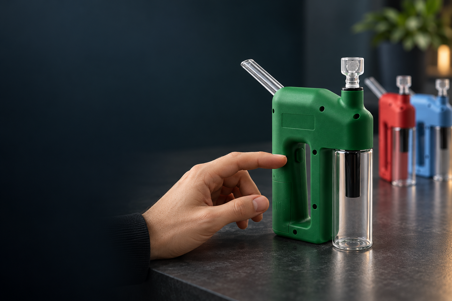 Compact green electric-assisted filtration device with transparent glass chamber