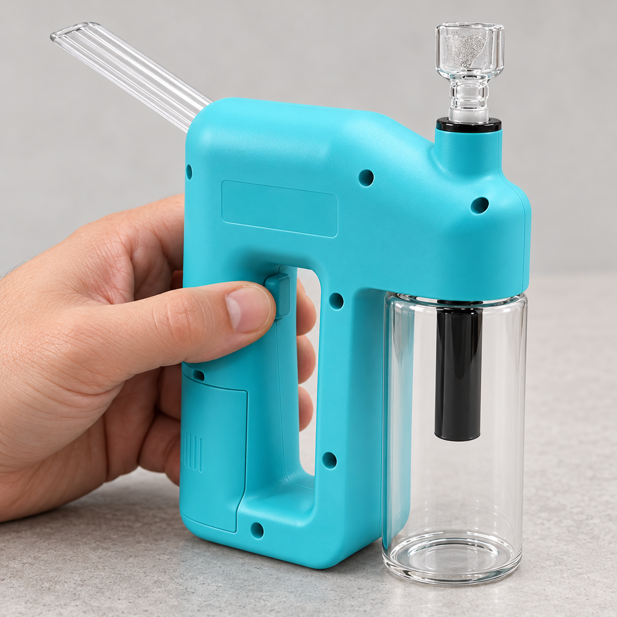 Close view of the side switch and transparent chamber