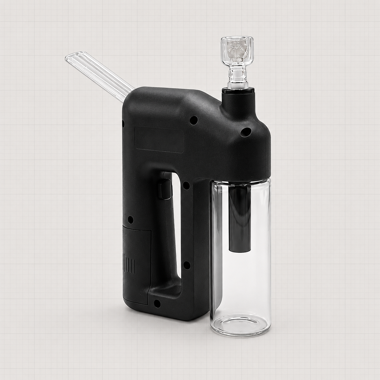 Black electric-assisted filtration device shown for scale