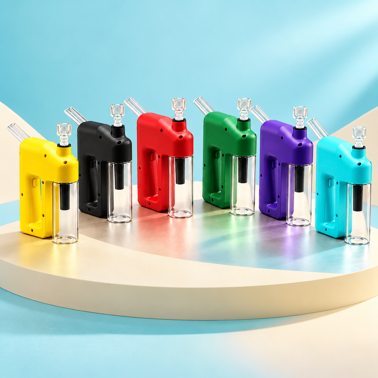 Six color options: Yellow, Black, Red, Green, Purple, and Lake Blue